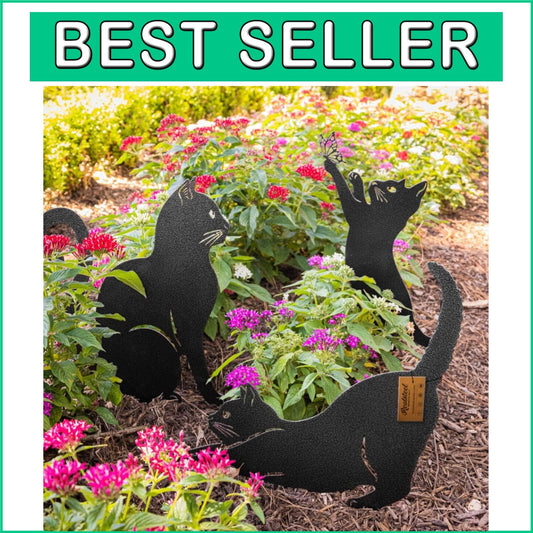Freestanding Steel Cat Sculptures - Delightful Yard Decor for All Seasons