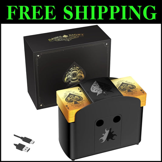 Portable Electric Card Shuffler - Lower Noise, 4 Decks, Ideal for All Card Games