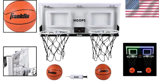 Light-Up Over-The-Door Indoor Basketball Hoops Set with Scoreboard & Balls