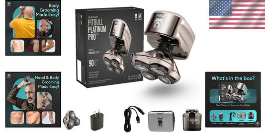 Pitbull Platinum PRO PX5 Waterproof Head and Face Shaver with Travel Case