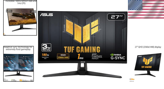 Fast IPS 27” Gaming Monitor with 1440P, 180Hz and Extreme Low Motion Blur Sync