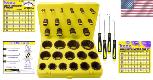 Essential 386-Pc Metric O-Ring Assortment Kit in Viton – Ideal for DIY & Repairs