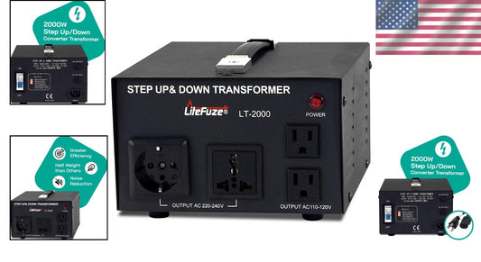 2000W Voltage Converter Transformer - Step Up/Down AC 110V to 220V, CE Certified