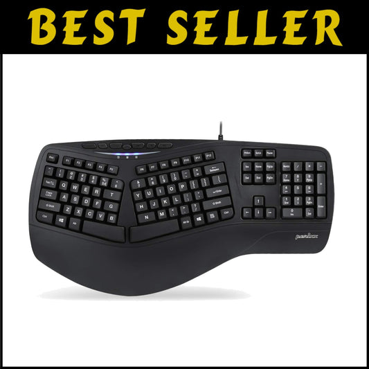 Natural Split Ergonomic Keyboard with White LED - Wired USB & Multimedia Keys