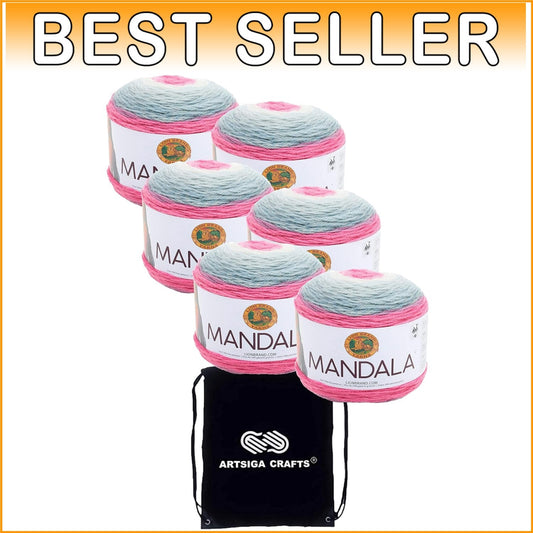 Enchanting Mandala Unicorn Acrylic Yarn - 6 Skeins in Same Dye Lot + Project Bag