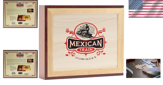 Deluxe Double-12 Mexican Train Dominoes Set with Cast Metal Trains & Score Pad