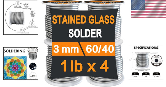 4 lb of 60/40 Tin-Lead Solder for Crafting - Perfect for Stained Glass Gilding