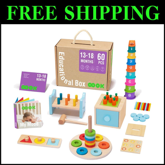 Develop Motor Skills with 8-in-1 Montessori Toy Set for Infants 12-18 Months