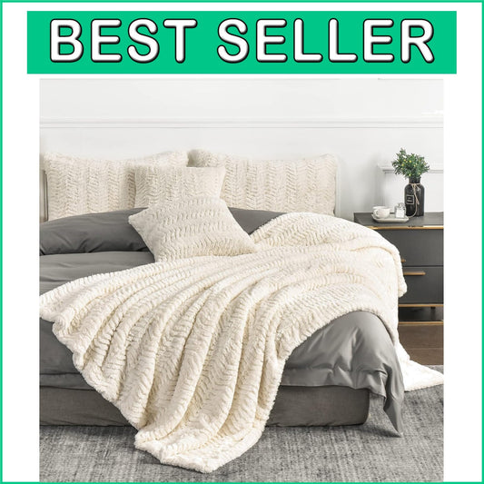 All-Season Twin XL Faux Fur Blanket 63" x 90" - Stylish Bohemian Comfort