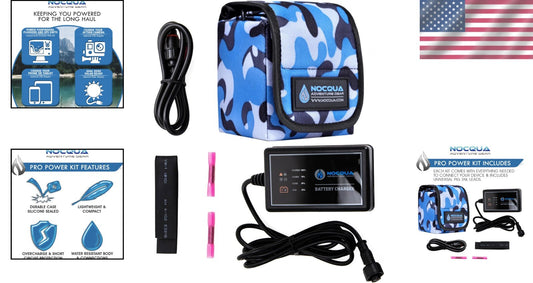 Compact 12V Charging Kit - Lithium Battery & Wall Charger for Marine Gear