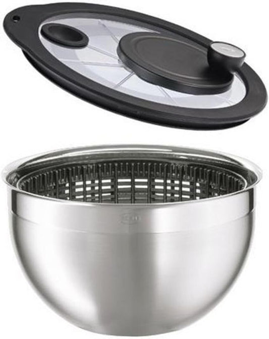 Efficient Manual Salad Spinner with 4:1 Ratio & Glass Lid - 3.5L Capacity