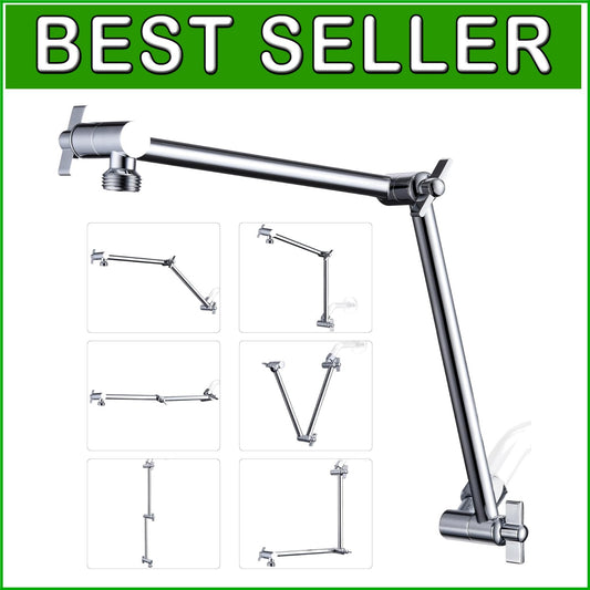 Easy Install 18 Inch Chrome Shower Head Extension - Solid Brass & Adjustable