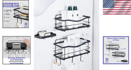 Minimalist Shower Caddy & Soap Holder - Scratch-Resistant Stainless Steel 15 lbs