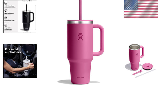 Double-Wall Vacuum Insulated 40 Oz Cup with Straw: Perfect for Travel and Sports