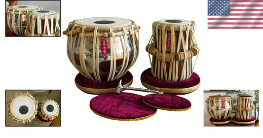 Basic Tabla Set for Beginners - Steel Bayan, Dayan, and Instructional Resources