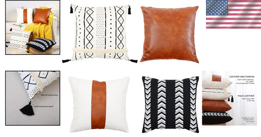 Durable 20x20 Bohemian Pillow Covers with Tassels - Set of 4 Decorative Pieces