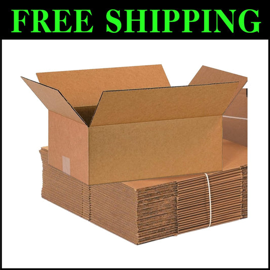 Bulk 25-Pack Heavy Duty Cardboard Storage Boxes 16x10x6 for Moving & Shipping
