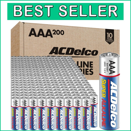 200 AAA Super Alkaline Batteries - ACDelco Reliable Power for Everyday Devices