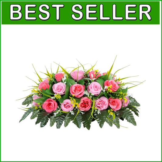 Elegant Rectangular Cemetery Flower Saddle: Lasting Rose Arrangement for Graves