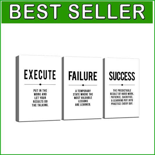 Durable Canvas Motivational Wall Art - Positive Quote Posters, Set of 3, 16x24"