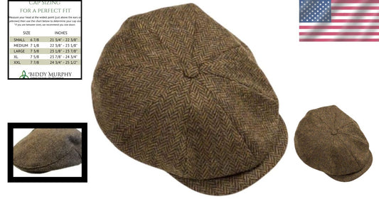 Heritage Irish Newsboy Cap - Authentic Tweed Flat Cap, Gift for All Ages