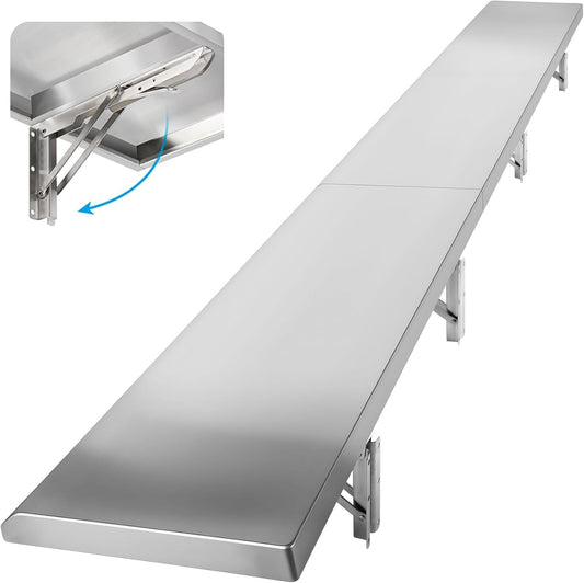 Stainless Steel Drop-Down Serving Window Shelf - Foldable and Versatile
