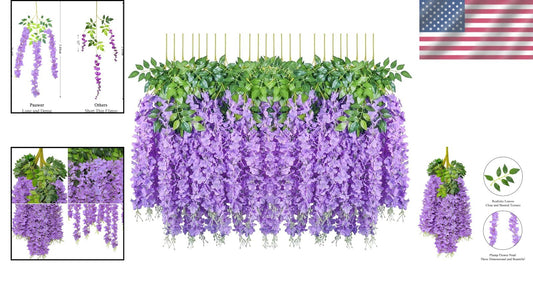 Artificial Wisteria Flower Garland - 24 Vibrant Vines for Indoor & Outdoor Use