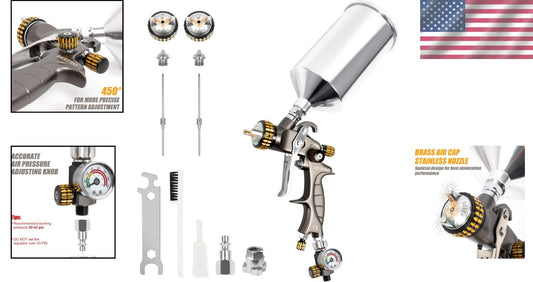 High-Efficiency HVLP Air Spray Gun 14.3 CFM - Perfect Finish with No Drip Design