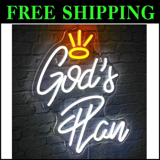 Elegant USB-Powered Neon Wall Sign - God's Plan Light for Bedroom & Living Room