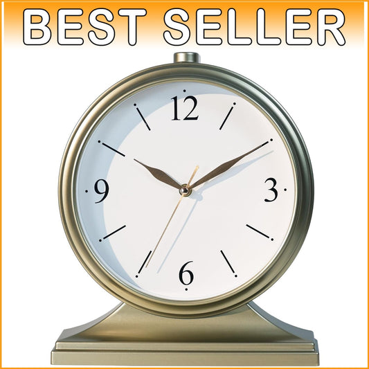 Elegant 10-Inch Vintage Desk Clock - Battery Powered Silent Table Decoration