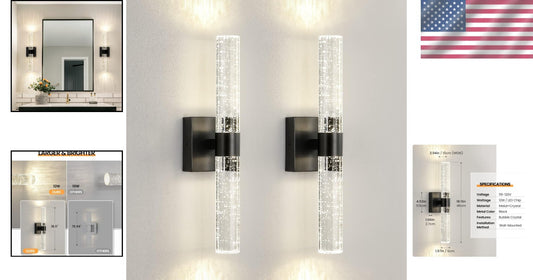 Elegant 18-Inch Dimmable Crystal LED Wall Sconce - 4000K Indoor Light Fixture