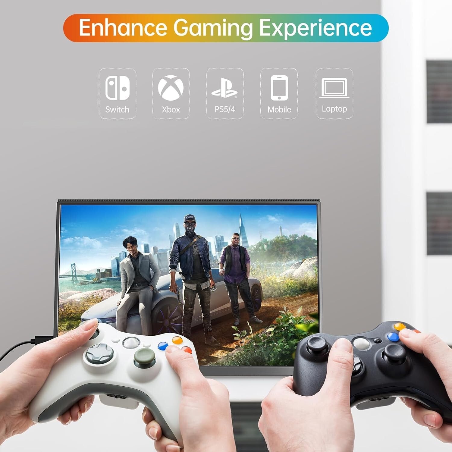 14 Inch HDR Portable Monitor with Smart Cover - Ideal for Gaming & Work