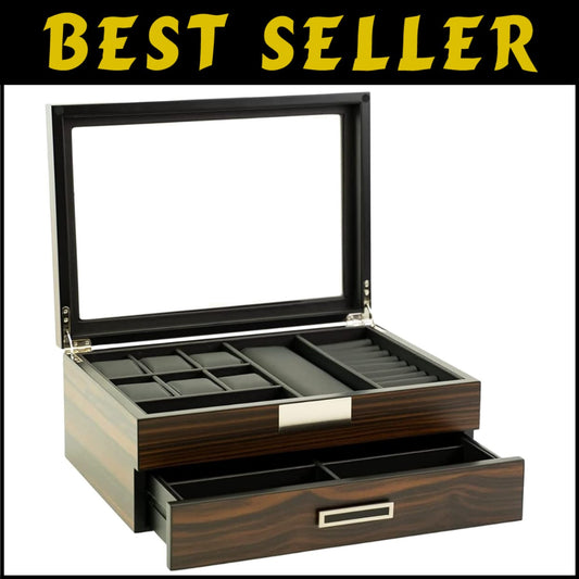 Premium Jewelry and Sunglasses Box with Magnetic Closure - 12 Compartment Design
