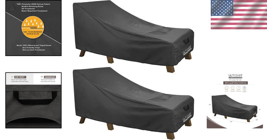 Outdoor Lounge Chair Covers - 80L x 28W | Waterproof & Weather-Resistant 2 Pack