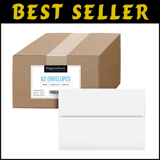 Smooth Finish A2 White Envelopes - Bulk 1000 Pack Ideal for Printing and Mailing