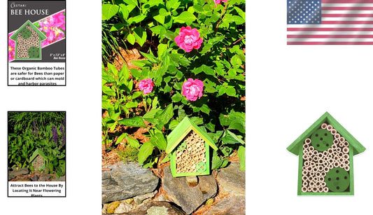 Eco-Friendly Mason Bee House with Bamboo Tubes - Attract Gentle Pollinators