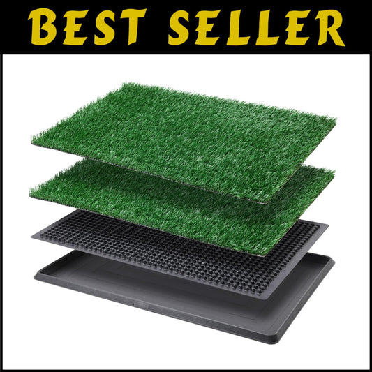 Premium Dog Grass Pad with Tray - Indoor Potty Solution with 2 Replacement Mats