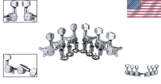 Easy Install 3L + 3R Locking Tuners for ST, TL, SG, LP Style Guitars - Chrome