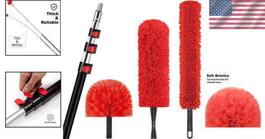 30-Foot High Reach Dusting Kit with Telescopic Pole - Indoor & Outdoor Cleaning