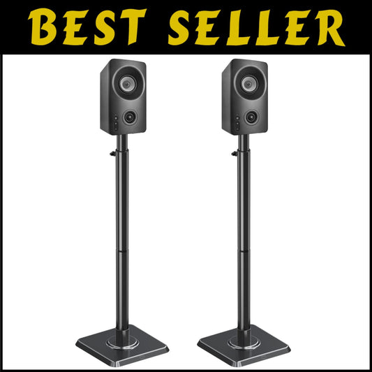 Durable Adjustable Speaker Stands Pair with Cable Management - Fits Most Brands