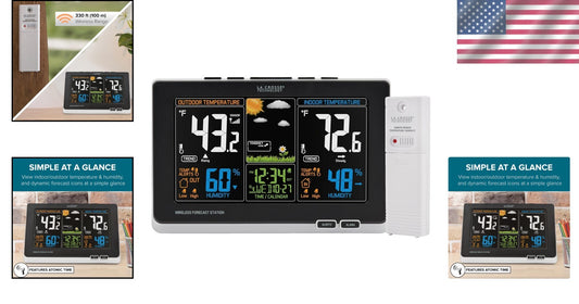 Advanced Weather Station with Full-Color LCD & 300Ft Range – Indoor/Outdoor M...