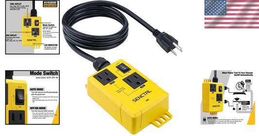 Durable Automatic Vacuum Switch for Woodworking Tools - 5 Ft Power Cord Included