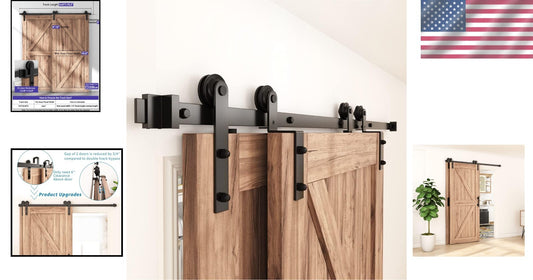 Elegant 6.6FT Carbon Steel Bypass Sliding Door Track - Perfect for Small Spaces