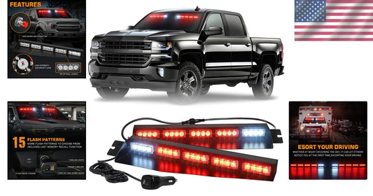 Durable 2x17 Inch LED Warning Safety Lights Bar for Trucks & Emergency Vehicles