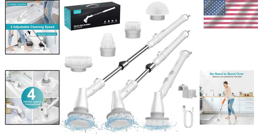 Waterproof Spin Scrubber with Extending Handle - Ideal for Bathroom Cleanings