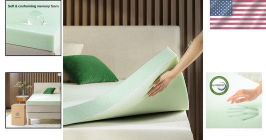 Eco-Friendly King Mattress Topper - Green Tea Infused Comfort for Restful Sleep