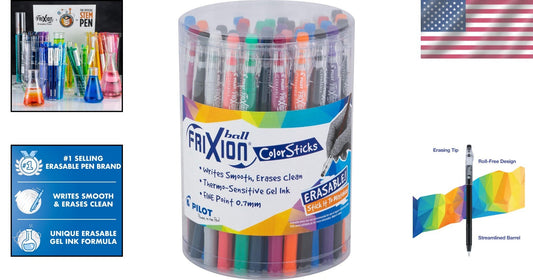 FriXion ColorSticks 36-Pack: Fine Point Erasable Pens for Creativity & Accuracy