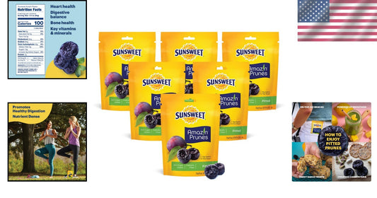 Fiber-Packed Amazin' Dried Pitted Prunes - Perfect Snack & Meal Enhance, Vegan