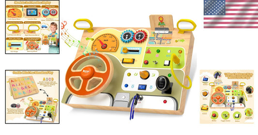 Montessori Toddler Busy Board with Letters and Interactive Features for Ages 1+