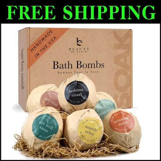 Handmade Relaxing Bath Bomb Gift Set - 6 Large Aromatic Bombs for Stress Relief